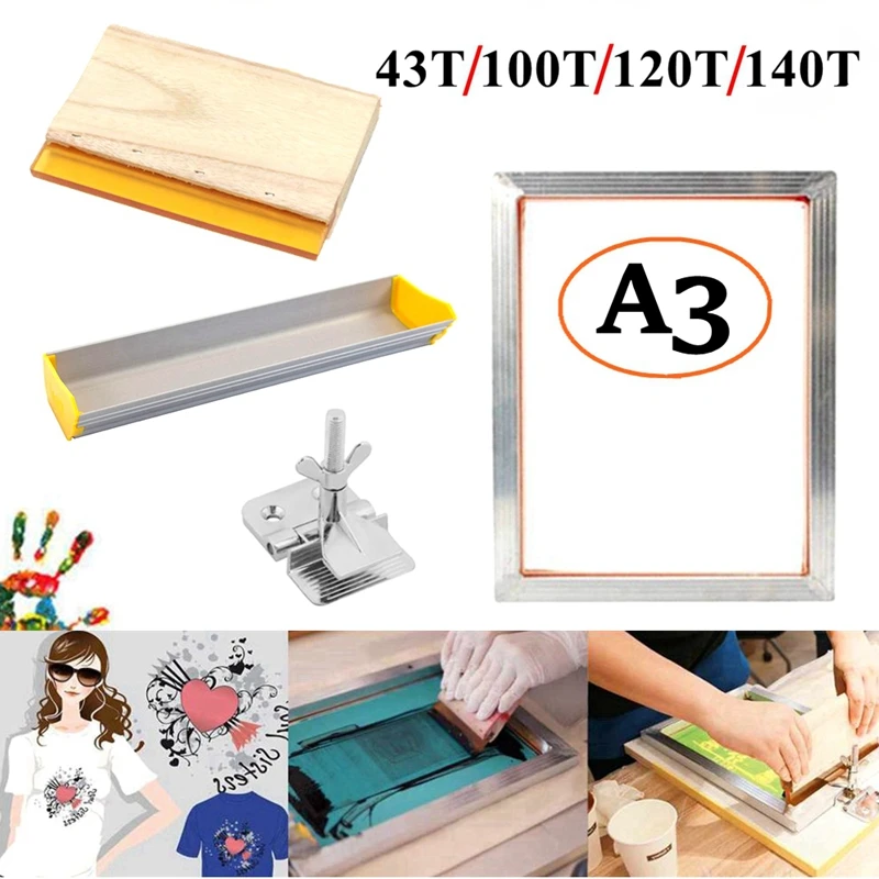 Screen Printing Squeegee - A3 Screen Printing Kit Aluminum Frame+Hinge