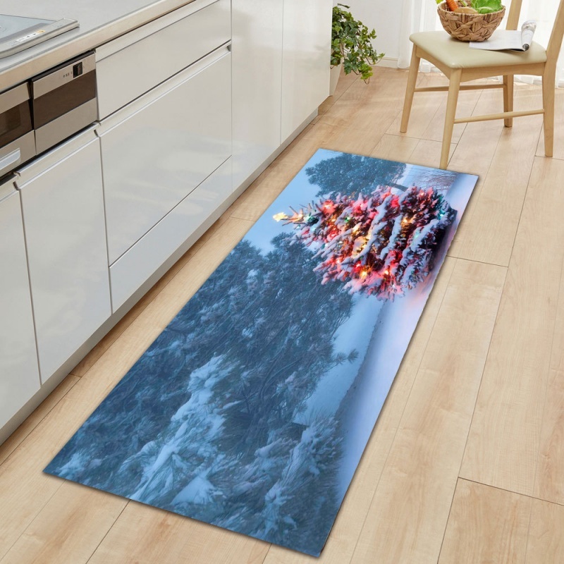 Hall Commercial Printing - Snowy Christmas Tree Scenery Runner Rug