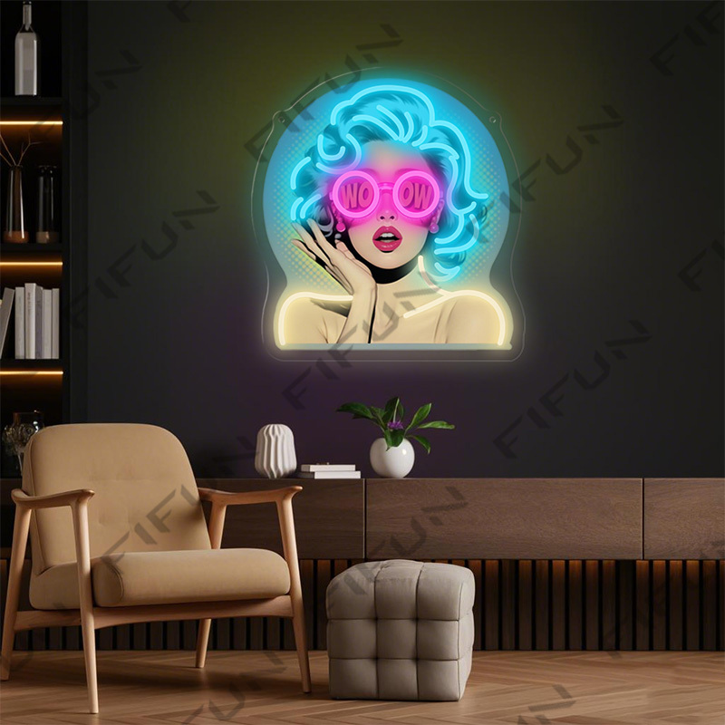 WOW Curl Girl Neon Sign UV Pri - Commercial Wall Printing review and price